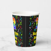 Gobelets En Papier 12e anniversaire : Fun Music Notes Motif, Rainbow  (Droite)