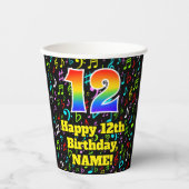 Gobelets En Papier 12e anniversaire : Fun Music Notes Motif, Rainbow  (Recto)