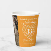 Gobelets En Papier 13e anniversaire du Mariage - aperçu photo du coeu (Verso)