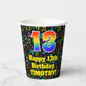 Gobelets En Papier 13e anniversaire : Fun Music Notes Motif, Rainbow  (Verso)