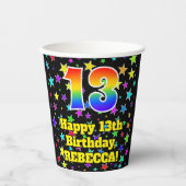 Gobelets En Papier 13e anniversaire : Fun Stars Motif et Rainbow 13 (Recto)