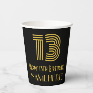Gobelets En Papier 13ème anniversaire : Art Déco Inspiré Look "13" &