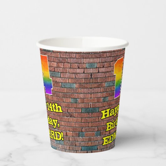 Gobelets En Papier 14e anniversaire : Arc-en-ciel amusant inspiré par (Gauche)