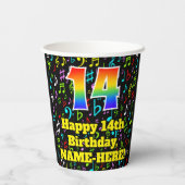 Gobelets En Papier 14e anniversaire : Fun Music Notes Motif, Rainbow  (Verso)