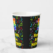 Gobelets En Papier 14e anniversaire : Fun Music Notes Motif, Rainbow  (Gauche)