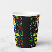 Gobelets En Papier 16e anniversaire : Fun Music Notes Motif, Rainbow  (Droite)