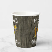 Gobelets En Papier 16e fête d'anniversaire — Faux Gold & Faux Wood Lo (Gauche)