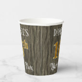 Gobelets En Papier 16e fête d'anniversaire — Faux Gold & Faux Wood Lo (Droite)