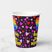 Gobelets En Papier 16th Birthday: Loving Hearts Pattern, Rainbow 16 (Droite)