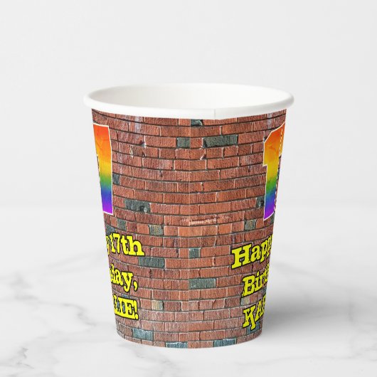 Gobelets En Papier 17e anniversaire : Arc-en-ciel amusant inspiré par (Droite)