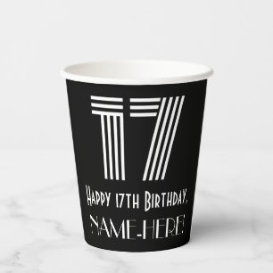 Gobelets En Papier 17e anniversaire — Art Déco Inspiré Look "17"