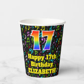 Gobelets En Papier 17e anniversaire : Fun Music Notes Motif, Rainbow (Verso)