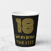Gobelets En Papier 18e anniversaire : Art Déco Inspiré Look "18" & No (Recto)