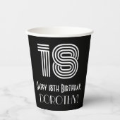 Gobelets En Papier 18e anniversaire — Art Déco Inspiré Look "18" + No (Recto)