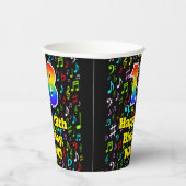 Gobelets En Papier 18e anniversaire : Fun Music Notes Motif, Rainbow  (Droite)