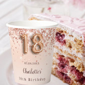 Gobelets En Papier 18e anniversaire rose or parties scintillant nom m