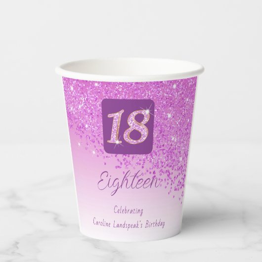 Gobelets En Papier 18e anniversaire stylish Falling Parties scintilla (Recto)