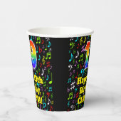 Gobelets En Papier 19e anniversaire : Fun Music Notes Motif, Rainbow (Gauche)