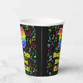 Gobelets En Papier 19e anniversaire : Fun Music Notes Motif, Rainbow (Droite)