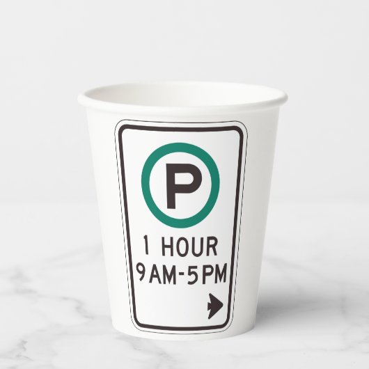 Gobelets En Papier 1 Heure De Parking Pour Zones De Parking Contrôlée (Recto)