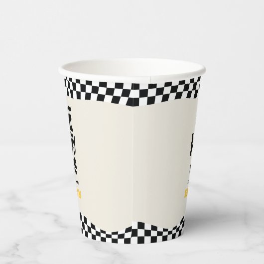 Gobelets En Papier 1anniversaire sourire visage rétro noir blanc supe (Droite)