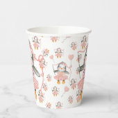 Gobelets En Papier 1er anniversaire Ballerina Penguin rose (Gauche)