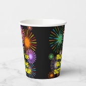 Gobelets En Papier 1er anniversaire : Fun Motif Fireworks + Rainbow 1 (Gauche)