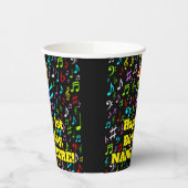 Gobelets En Papier 1er Anniversaire : Fun Music Notes Motif, Rainbow  (Gauche)