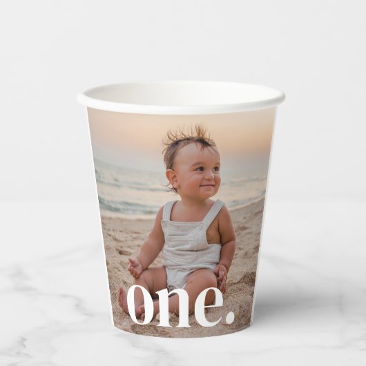 Gobelets En Papier 1er anniversaire Photo - un (Recto)