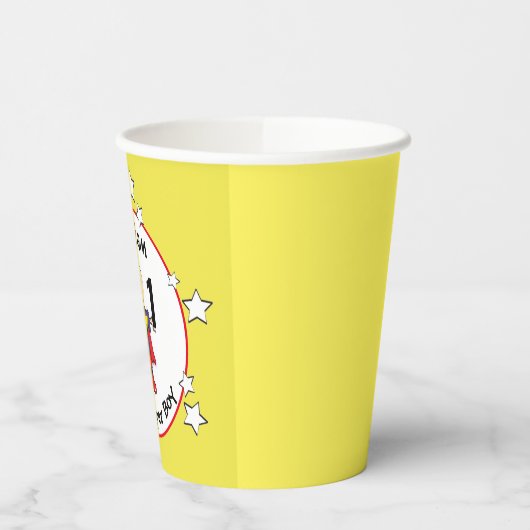 Gobelets En Papier 1er Anniversaire Superhero Carton Jaune Rouge Bleu (Gauche)