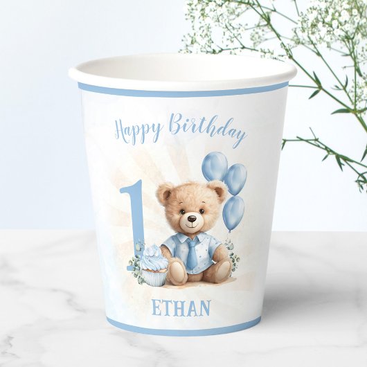 Gobelets En Papier 1er anniversaire Teddy Bear Party tasses de papier