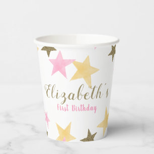 Gobelets En Papier 1er anniversaire Twinkle Little Star Rose Girl