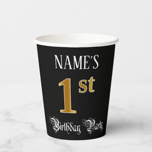 Gobelets En Papier 1ère fête d'anniversaire — Script fantaisie, look (Verso)