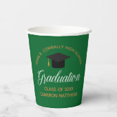 Gobelets En Papier 2023 Green Gold Graduation Custom School Party (Verso)
