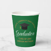 Gobelets En Papier 2023 Green Gold Graduation Custom School Party (Recto)