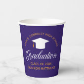 Gobelets En Papier 2023 Purple Gold Graduation Custom School Party (Recto)