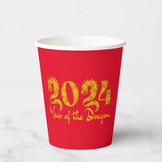 GOBELETS EN PAPIER 2024 ANNÉE DE L'OR DRAGON (Recto)