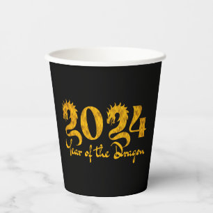 GOBELETS EN PAPIER 2024 ANNÉE DE L'OR DRAGON