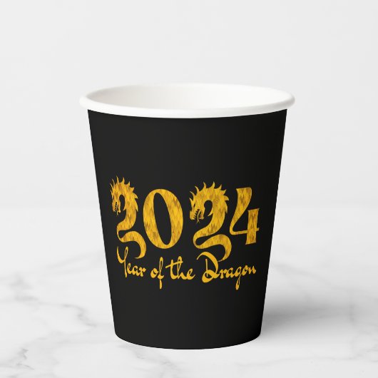 GOBELETS EN PAPIER 2024 ANNÉE DE L'OR DRAGON (Recto)