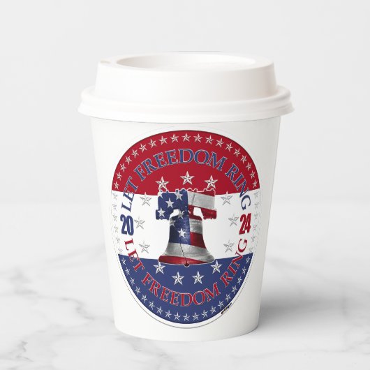 Gobelets En Papier 2024 Red and Blue Let Freedom Ring Liberty Bell (Verso)