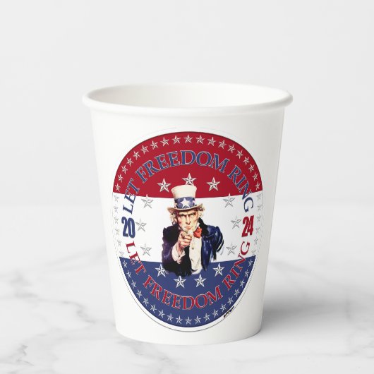 Gobelets En Papier 2024 Red and Blue Let Freedom Ring Oncle Sam (Verso)