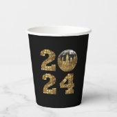 Gobelets En Papier 2024 Soirée du Nouvel An-Ball-NYC Gold- (Verso)