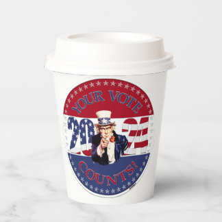 Gobelets En Papier 2024 Votre Vote Compte Oncle Sam Drapeau USA