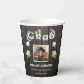 Gobelets En Papier 2025 Graduation Pale Vert Blurred Texte & Photo (Recto)