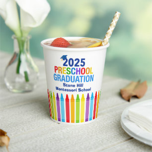 Gobelets En Papier 2025 Graduation préscolaire Custom School Party