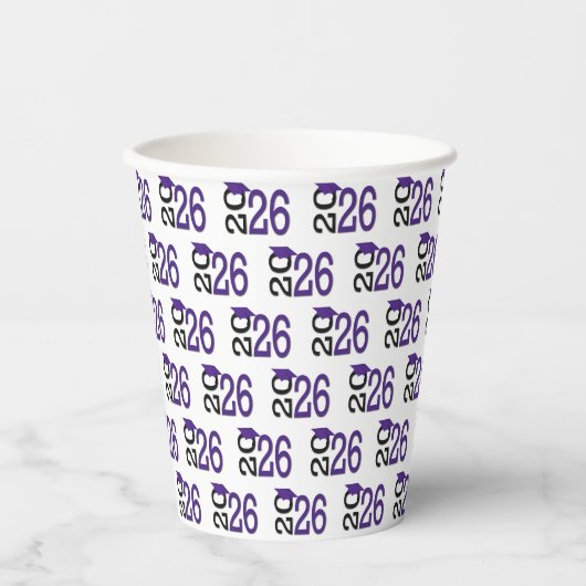 Gobelets En Papier 2026 Graduation Purple and Black (Recto)