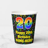 Gobelets En Papier 20e anniversaire : Fun Music Notes Motif, Rainbow (Verso)