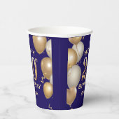 Gobelets En Papier 20e Anniversaire Marine Bleu et Ballons d'or (Droite)