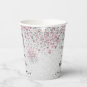 Gobelets En Papier 21e anniversaire argent rose nom de parties scinti (Gauche)