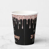 Gobelets En Papier 21e anniversaire Black & Rose Gold Parties scintil (Droite)